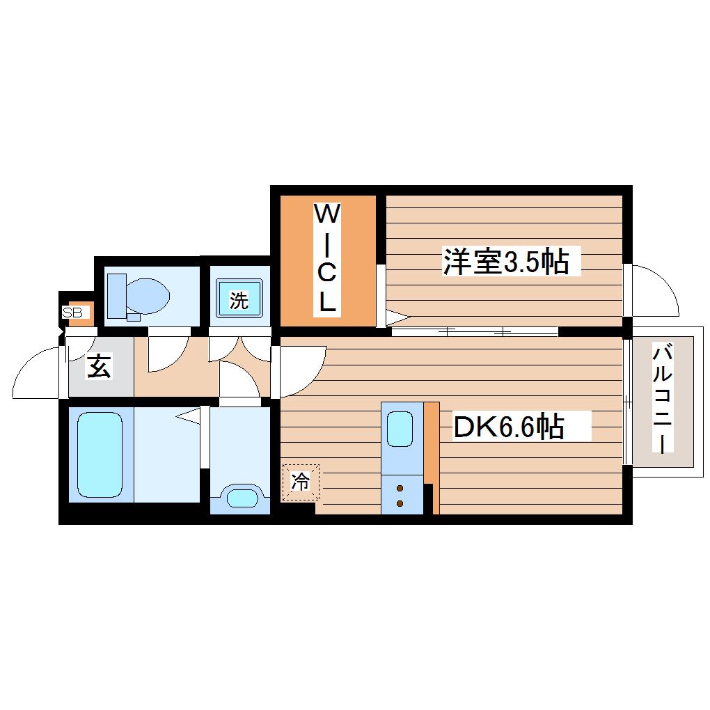 アンセル長町A(1DK/1階)の間取り写真