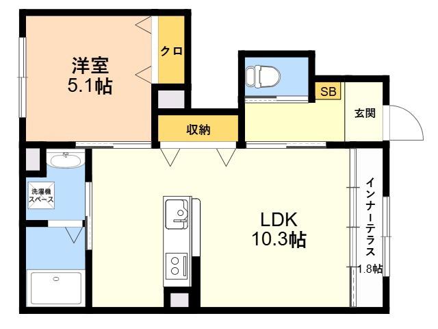 グランノヴァ(1LDK/1階)の間取り写真