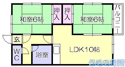 ホレストハウスB(2LDK/2階)の間取り写真
