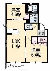 木もれ陽 二番館(2LDK/2階)の間取り写真
