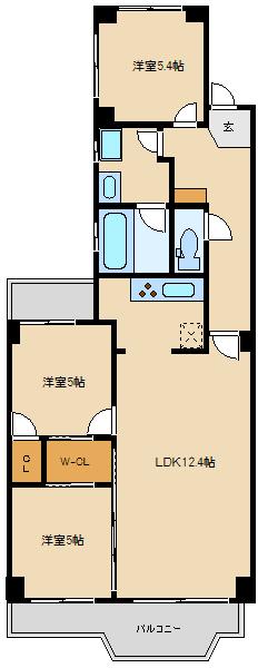 ヒルトップ宮崎台(3LDK/3階)の間取り写真