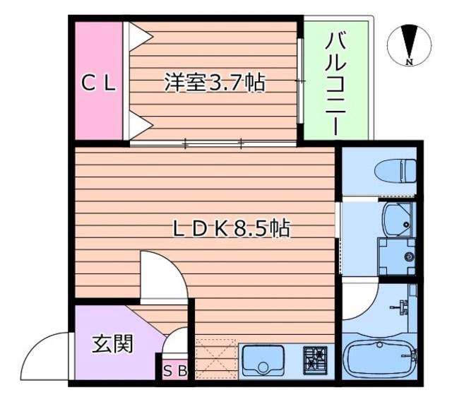 ALEGRIA豊津(1LDK/1階)の間取り写真
