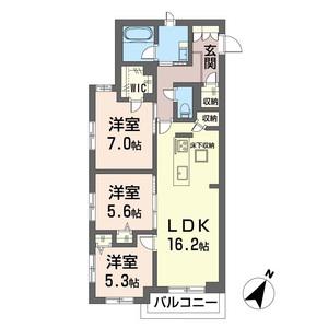 プレヴナンス東町II(3LDK/1階)の間取り写真