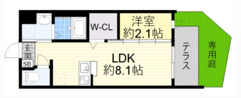 リアコート長瀬(1LDK/1階)の間取り写真