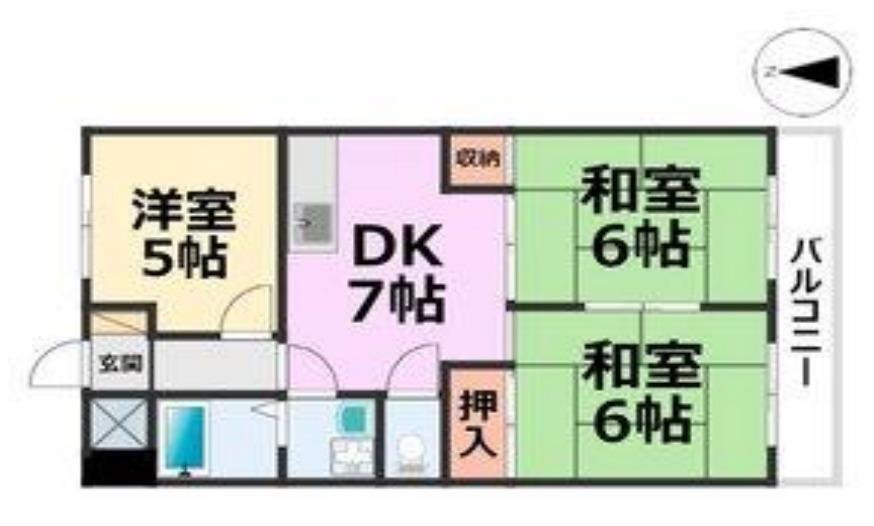 橋本第2マンション(3DK/1階)の間取り写真