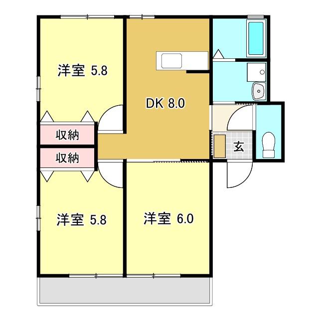 サンハイム(3DK/2階)の間取り写真