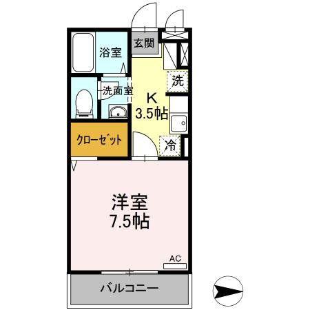 センプリーチェ(1K/2階)の間取り写真