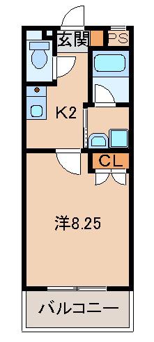 ル・マンA4番館(1K/3階)の間取り写真