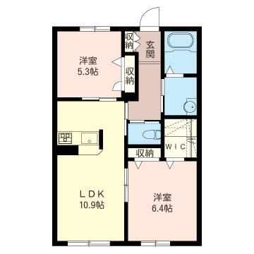 ジュリア(2LDK/1階)の間取り写真