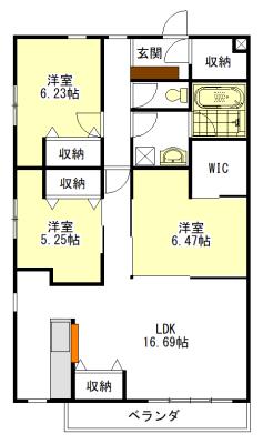 GARDEN HOUSE 大谷町II(3LDK/3階)の間取り写真