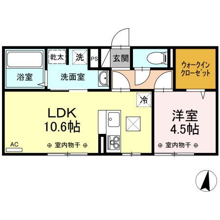 メゾン ド アンソレイエ(1LDK/1階)の間取り写真