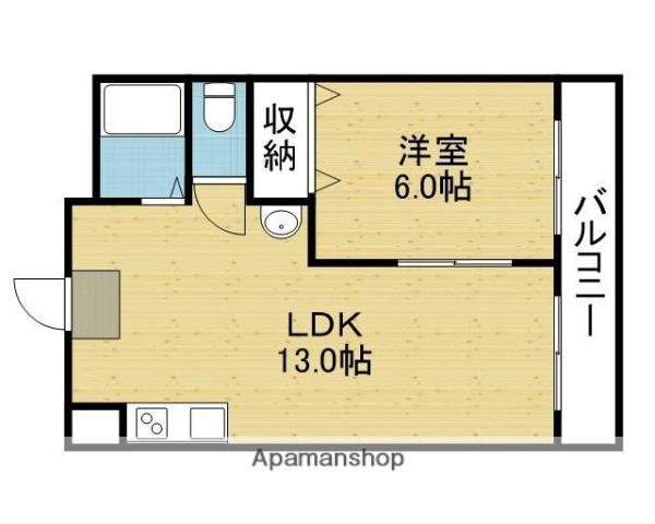 ロイヤル加美北(1LDK/2階)の間取り写真