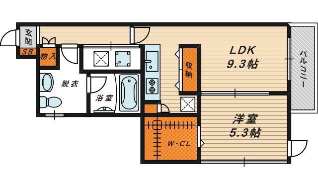 ピジェブラン太子橋(1LDK/6階)の間取り写真