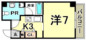 チェメント(1K/2階)の間取り写真