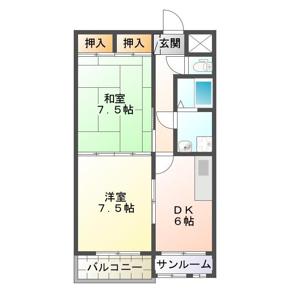 メゾン小松III(2DK/4階)の間取り写真