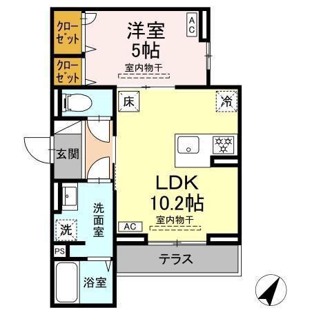 コルザ南台(1LDK/1階)の間取り写真