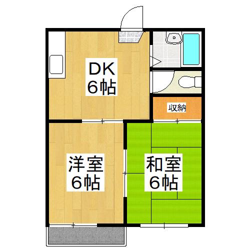 ことぶきコーポ(2DK/2階)の間取り写真