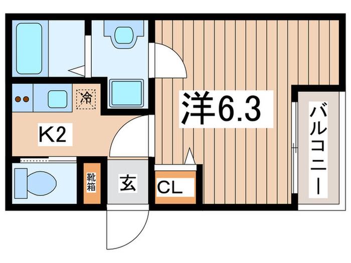 エクレール中央林間II(1K/1階)の間取り写真