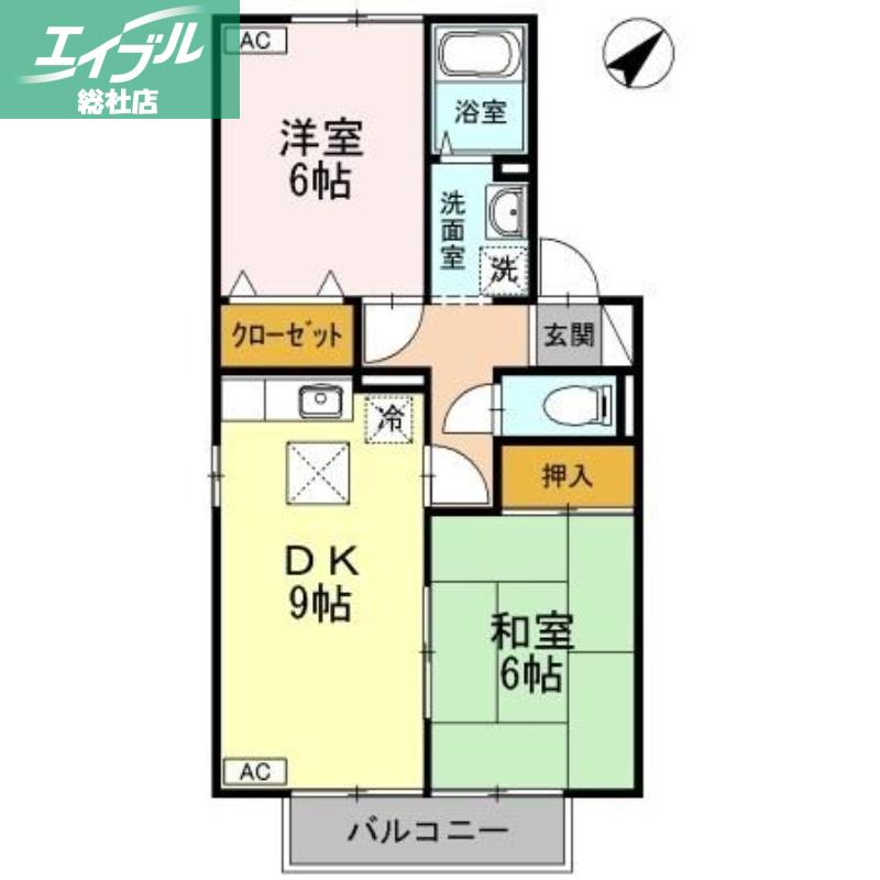 セジュール三宅 D棟(2DK/1階)の間取り写真