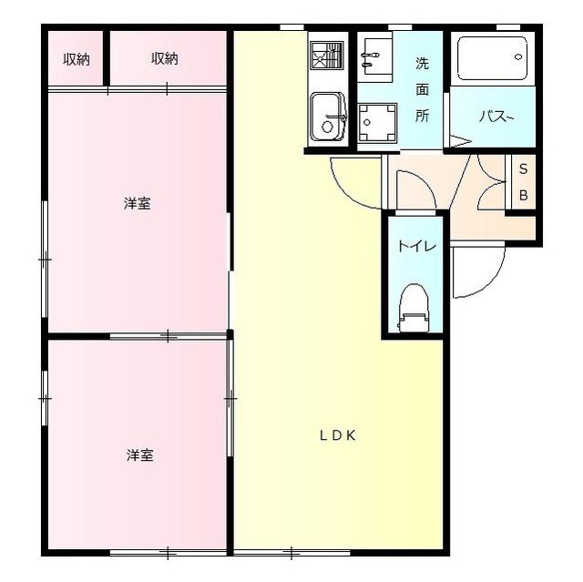 リビエラA(2LDK/1階)の間取り写真