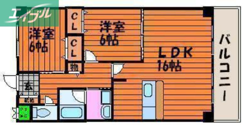 AZA才ノ免(2LDK/2階)の間取り写真