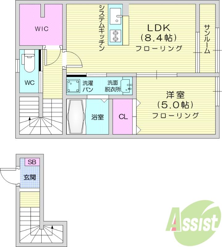 セレッソ袖野田(1LDK/2階)の間取り写真
