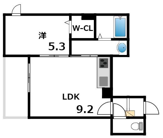 ホワイトメゾン御影中町(1LDK/4階)の間取り写真