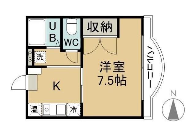 カーサアネイロマンション(1K/1階)の間取り写真