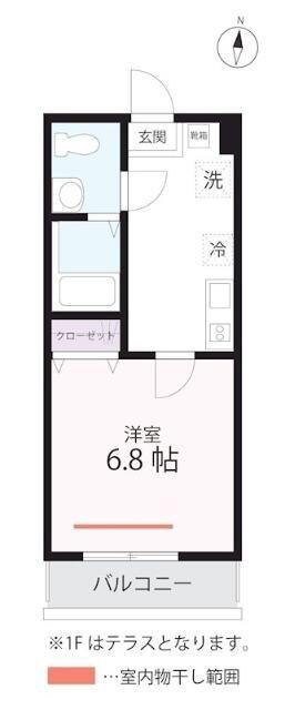 QUIET CRAB HOUSE 瀬谷(1K/2階)の間取り写真