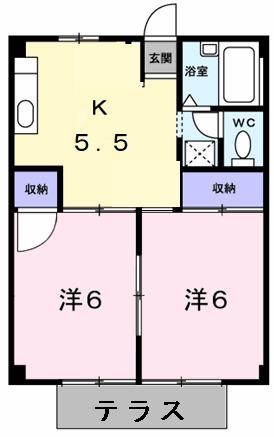 シティハイツ風(2K/1階)の間取り写真