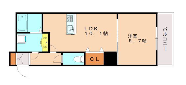 グレイスコート神戸永手町(1LDK/2階)の間取り写真