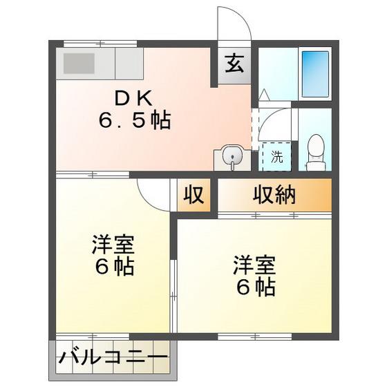 サンライト下津 B(2LDK/2階)の間取り写真