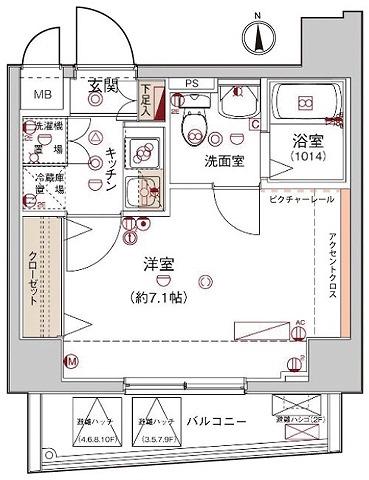 ハーモニーレジデンス木場ステーションフロント(1K/10階)の間取り写真
