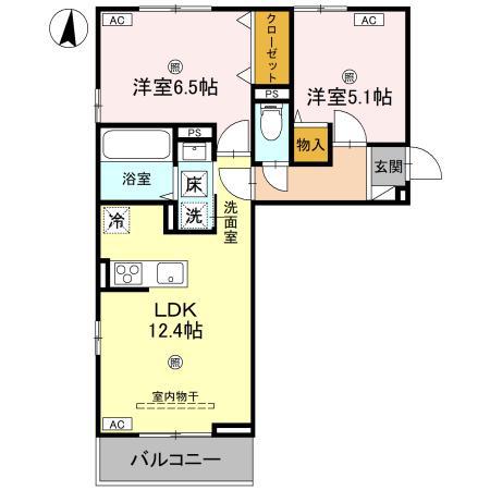 D-REGALO日光S(2LDK/1階)の間取り写真
