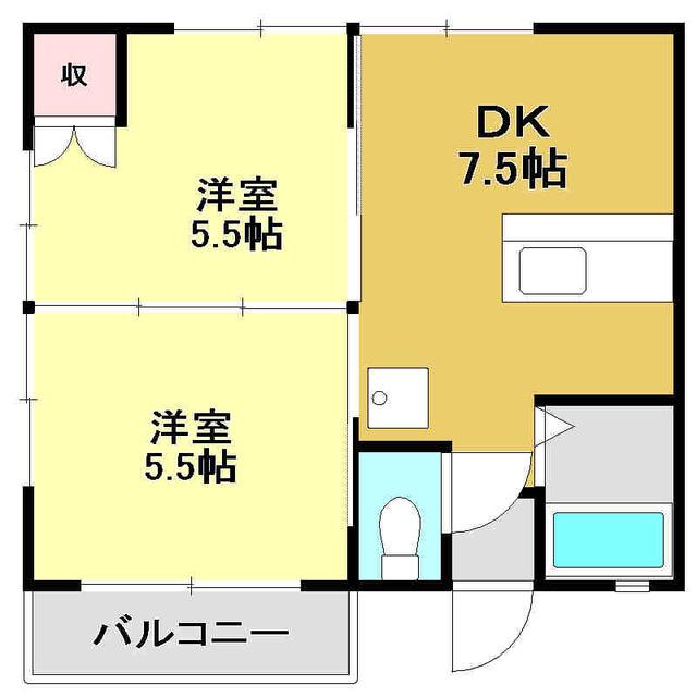 エトワール山本(2DK/1階)の間取り写真
