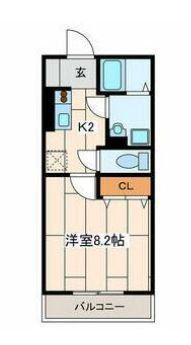フレックス(1K/2階)の間取り写真