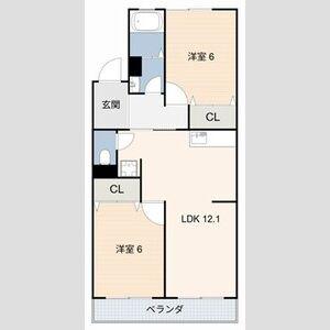 雁ヶ音マンション(2LDK/3階)の間取り写真