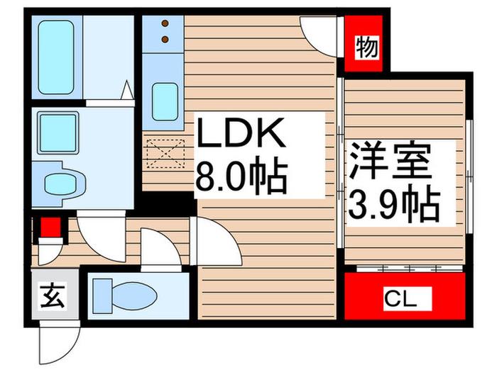 PEAKS FUNABASHI(1LDK/1階)の間取り写真