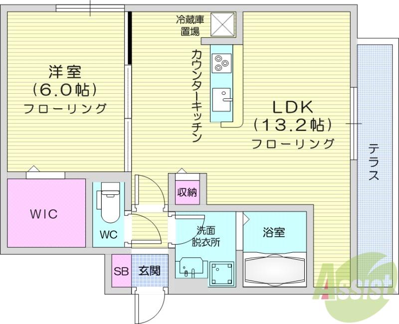 ガーデンコートAIHARA(1LDK/1階)の間取り写真