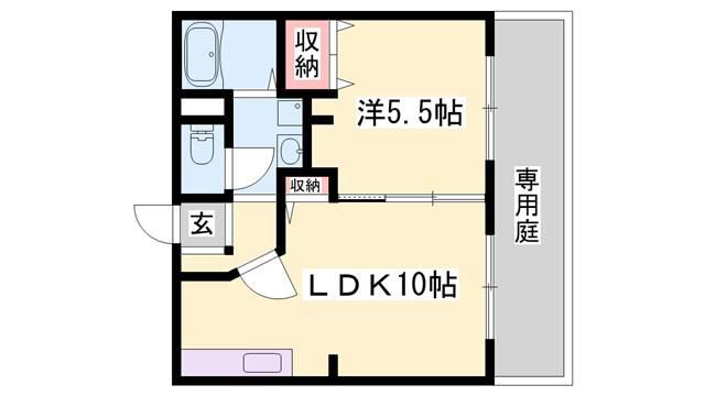 ハイツ田園(1LDK/1階)の間取り写真