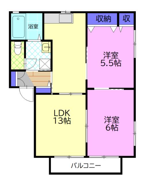ハイツハーモニーA(2LDK/2階)の間取り写真