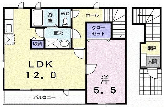 エアリ-(1LDK/2階)の間取り写真