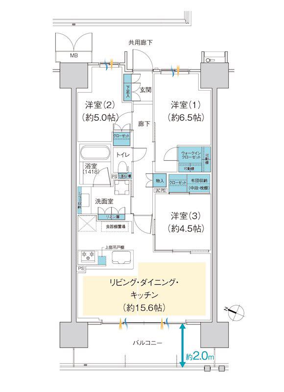 スカイプラザ・ユーカリが丘 ゲートフロント(3LDK/10階)の間取り写真