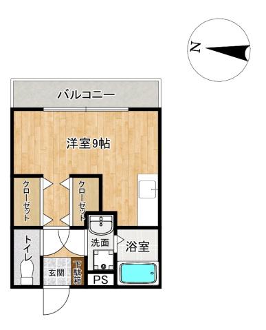 アトム7(ワンルーム/2階)の間取り写真