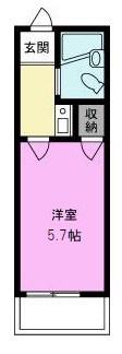 ウィング東越谷(1K/2階)の間取り写真