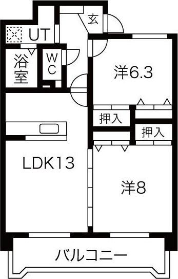 レジデンス新川(2LDK/5階)の間取り写真