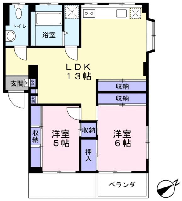 第2富士マンション(2LDK/1階)の間取り写真