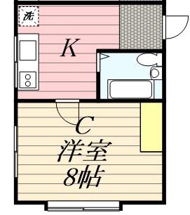 レジデンスSUN(1K/2階)の間取り写真