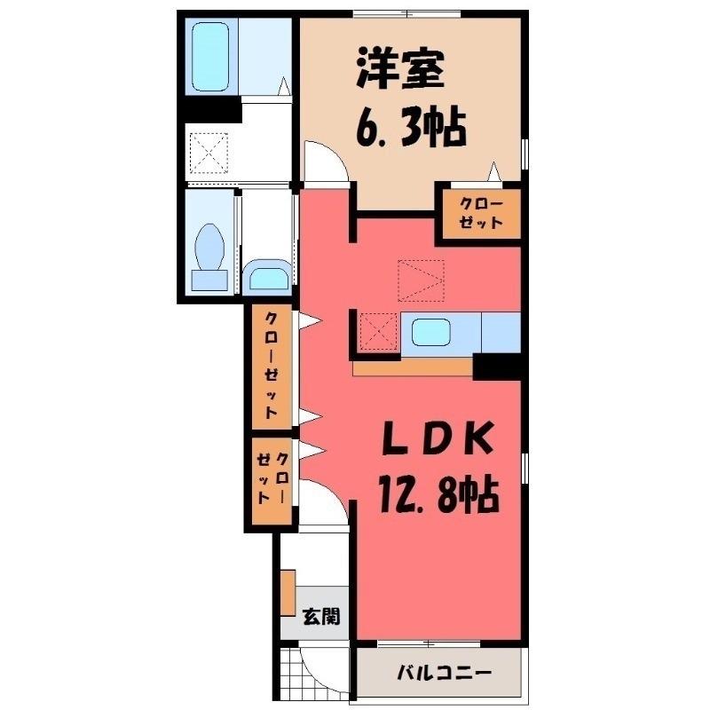 グリーチネA(1LDK/1階)の間取り写真