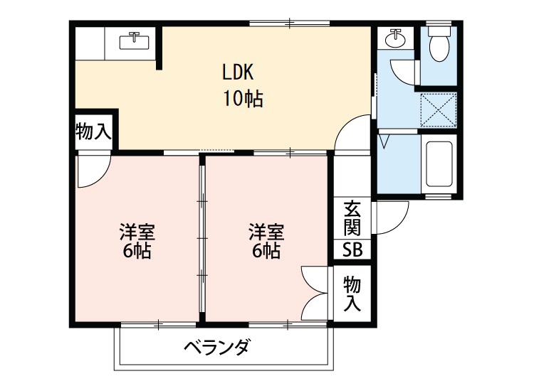 オリックスハイツあらい(2LDK/2階)の間取り写真
